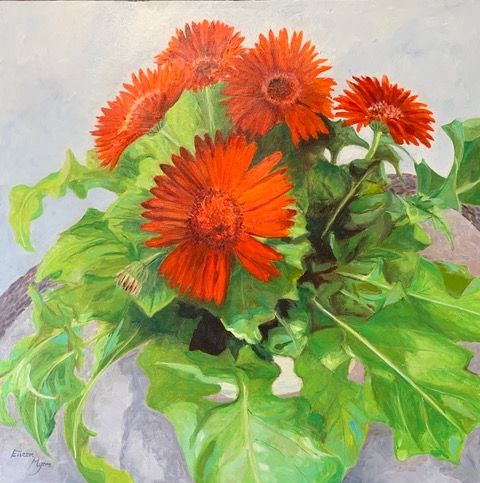 Eileen Myers - Patio Flower (24x24) oil